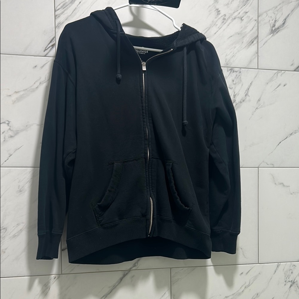 hollister Black Zip-Up Hoodie